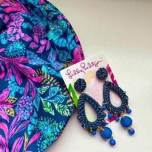 Lilly Pulitzer GWP Blue Raffia Earrings